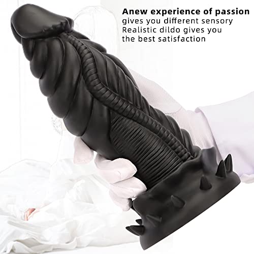 Jixaxe Riesen Dildo, XXL Realistischer Dildo Großer Dicker Drachen Dildo mit Starker Saugnapf Weiches Silikon Analdildo Monster Dildo Penis Masturbator Erotik Sex Spielzeug für die Männer (Schwarz) – Bild 3