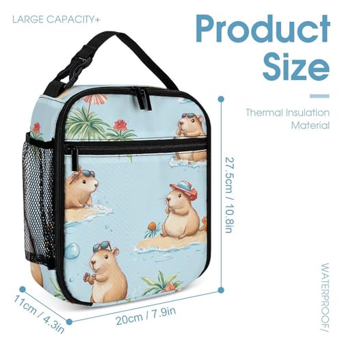 Cute Capybaras Beach Time Backpack Shoulder Bags Lunch Bag Pencil Case Box 3 Set Daypack Cute4