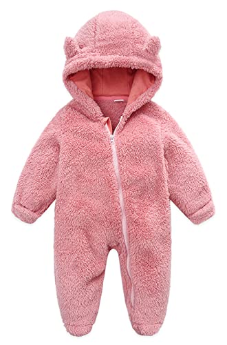 Image of Babymine Newborn Baby Girl Clothes 0-3 Months Pjs Sleepers Pink Infant Coat Snowsuit,Toddler Fall Winter Outfits Jacket Fleece Onesie New Born Bear Costume Snow Suit