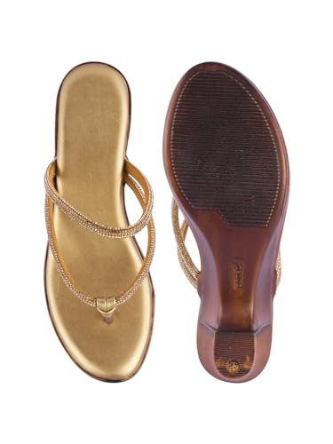 Image of TRYME Alluring Wedge Slip On Sandal Embellished Rhinestones Strap Platform Party Heels For Womens & Girls