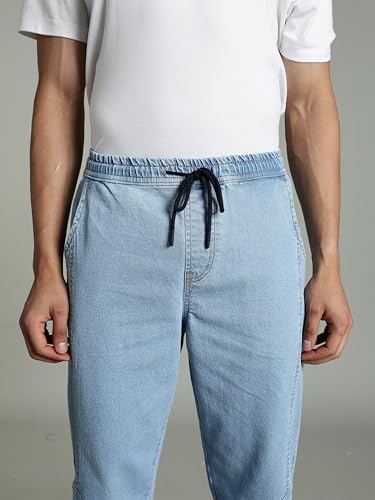 Image of INKD Men's Regular Fit Joggers - Mid -Rise | Cotton Blend | Stretchable Fabric| Elasticated Waistband | Jeans for Men (Available in Plus Sizes)