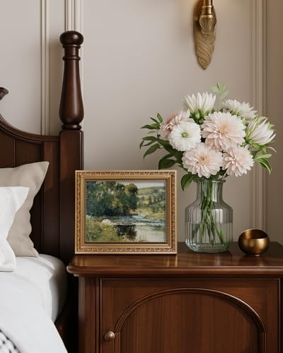 ARPEOTCY Vintage Gold Framed Wall Art, Nature Streamside Retro Paintings, 8x10 inch Small Canvas Prints Artwork with Antique Frame, Victorian Wall Pictures Decor for Living Room Gallery Room Shelf — view 3