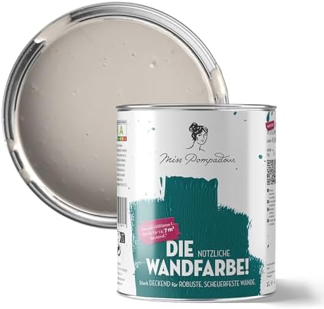 MissPompadour Washable Wall Paint Grey with Linen, 1 Litre, High ...