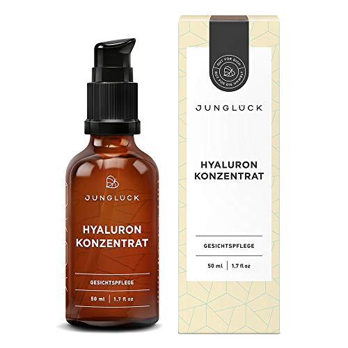 Junglück Hyaluron Serum I 50 ml hochdosiertes Hyaluronsäure Konzentrat I Anti-Aging Feuchtigkeitspflege für Gesicht & Haut I Natürliche & nachhaltige Kosmetik Made in Germany