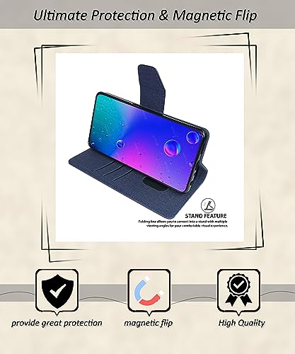 Image of SBMS Flip Cover for Nothing Phone (3a) Lite Back Cover Case with Magnatic Closure | Genuine Leather Finish | Inbuilt Stand | Card & Money Pocket | Wallet Style Flip Back Case Cover (Mat Blue)