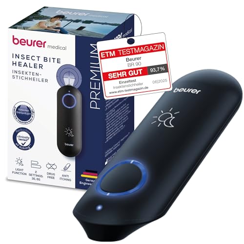 Beurer BiteX Day&Night Insektenstichheiler BR 90, Mückenstich Hitzestift zur Behandlung von Insektenstichen- und bissen, elektronischer Stichheiler, mit Licht zur Anwendung im Dunkeln, Reise-Gadget