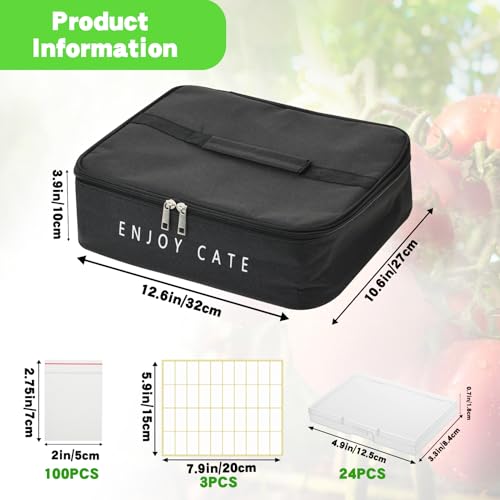 Image of 24 Slot Seed Storage Organizer Box with Insulated Bag with Dual Zipper Bag, Garden Seed Organize Sealed Bags and Label Stickers Saving Container Keeper Set for Garden Vegetable Flower Plants