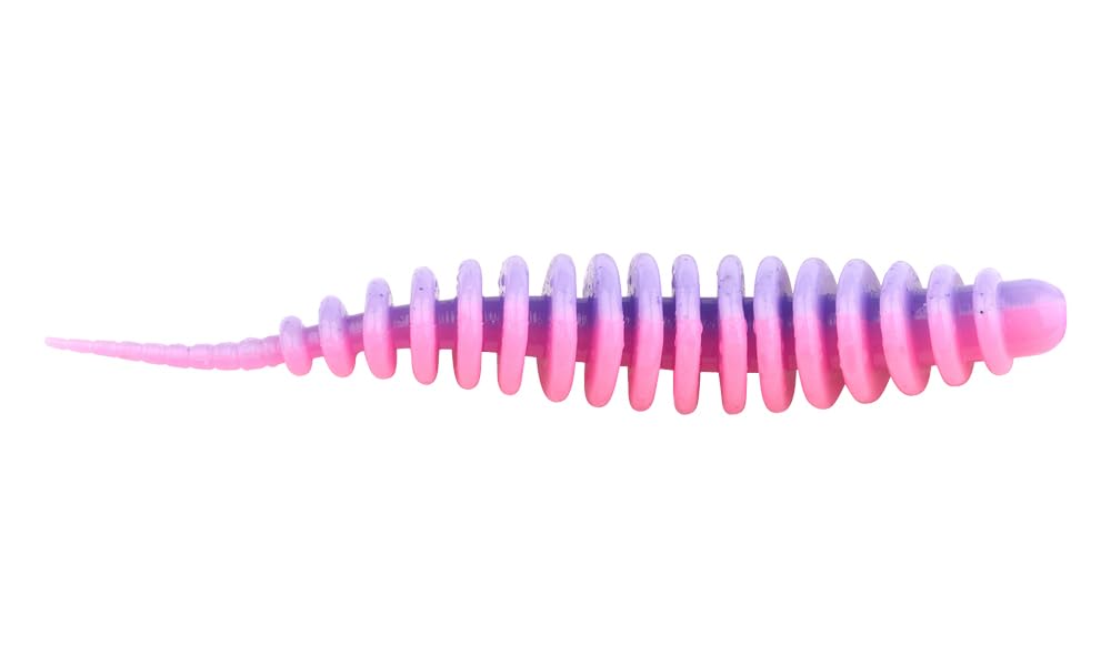 Trout Master Worm 65mm 8 Stück Gummiköder zum Spinnfischen auf Forellen, Farbe:Blubblegum