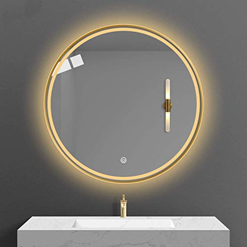 24" LED Bathroom Vanity Mirrors Anti-Fog & Dimmer Touch Switch Mirror, Backlit Bathroom Vanity Mirror for Home and Hotel Use, High Lumen Light and Anti-Fog Function (Glod 24 inch)