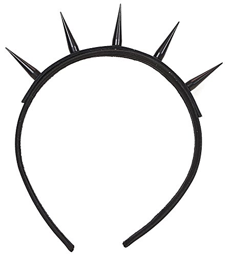 Black Cone Spike Genuine Leather Top High Quality Cosplay Headband Goth Style