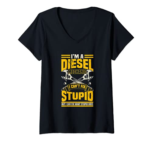 Mujer Funny Mens Trucker Auto Mechanic Camiseta Cuello V