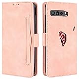HualuBro Handyhülle für Asus ROG Phone 3 ZS661KS Hülle Leder, Flip Hülle Cover Stoßfest Klapphülle Handytasche Schutzhülle für Asus ROG Phone 3 ZS661KS Tasche (Pink)