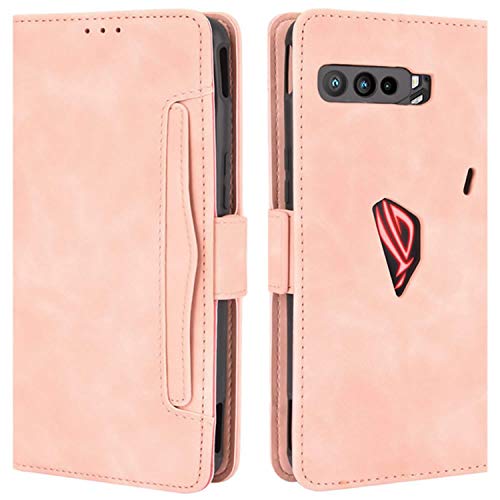 HualuBro Handyhülle für Asus ROG Phone 3 ZS661KS Hülle Leder, Flip Hülle Cover Stoßfest Klapphülle Handytasche Schutzhülle für Asus ROG Phone 3 ZS661KS Tasche (Pink)