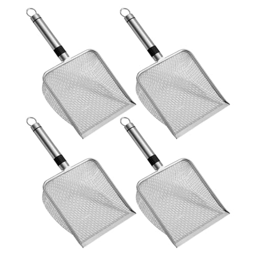 Qfdiwr Zandzeefschep - 4 stuks compostzeef steel, 2-5 mm, robuuste zeef, oogstzeef, tuinzeef, aardezeef, potaarde, schep