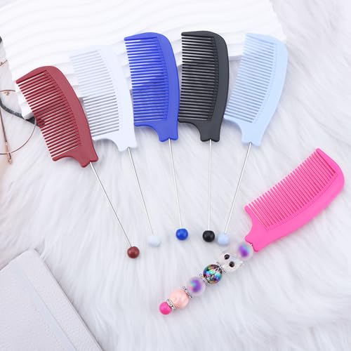 10 peines plásticos para peinados con dientes anchos y barra blanca miniatura 7