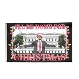 Trump Christmas Flags 3x5FT Trump Flags “I’ll Be Home For Christmas” Flags Christmas Theme Decorative Flag With 2 Brass Grommets Outdoor (TC1)