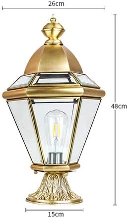 Lámpara de poste para exterior, estilo vintage, cobre y vidrio miniatura 3