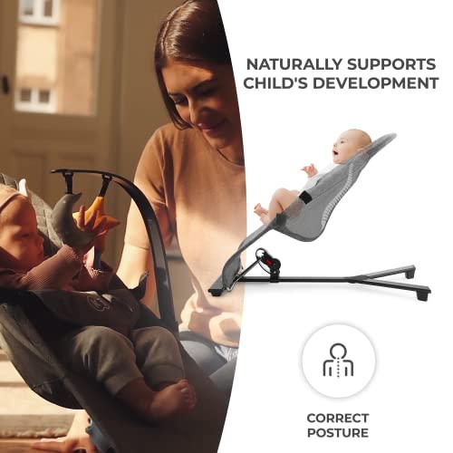 Kinderkraft Mimi Baby Bouncer From Birth, Bouncer Chair For Babies Newborn 0-9 Kg, Toy Bar, Adjustable Seat, Soft Material, Scandinavian Design, Non-Slip Elements, Gray - 4