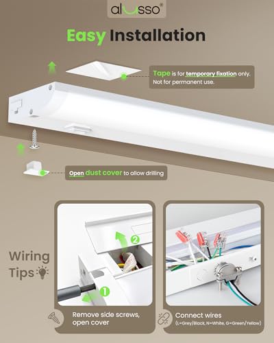 Image of ALUSSO 18 Inch LED Under Cabinet Lighting Hardwired 120V, 5CCT Color Selectable 2700K-5000K Dimmable 10W 800LM High Brightness, CRI 90+ Strip Linkable Under Counter Lights for Kitchen Sink, 2 Pack