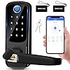 Smart Door Lock with Handle, Keyless Entry Digital Lock for Front/Interior Door,Fingerprint Exterior Locks, Electronic Deadbolt with Keypad,Biometric Door Knob,Smart Locks for Home, Apartment, Office