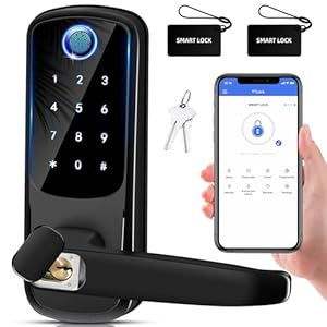 Smart Door Lock with Handle: Keyless Entry Door Lock for Front Door -Fingerprint Smart Lock -Digital Door Lock with Keypad-Biometric Door Lock-Smart Lock for Home, Apartment, Office