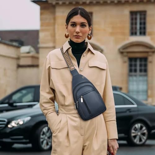 Image of BOSTANTEN Sling Bag Cross Body Bag Trendy Leather Crossbody Purse with Adjustable Guitar Strap for Travel