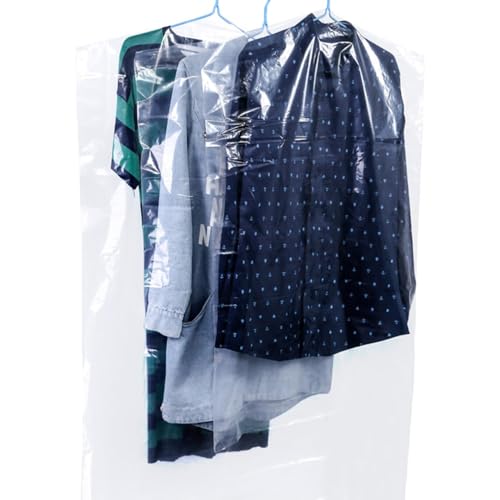 50PCS Plastic Dry Cleaner Bags Suit Cover Clear Garment Bags for Hanging Clothes