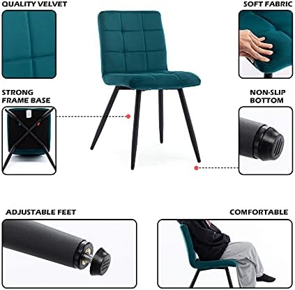 HNNHOME Set Of 2 x Cubana Velvet Upholstered Kitchen Dining Chair with Strong Black Metal Legs Living Room Bedroom Chair (Teal, Velvet)