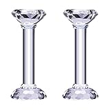 Crystal Candle Holders - Tealight Glass Candle Holder, Clear Pillar Candlesticks, Centerpieces for...