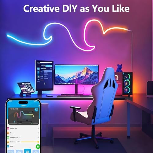 RGBIC Neon Rope Lights 6.6ft con Control APP y Clips miniatura 6