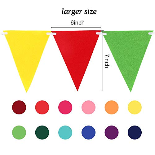 Rubfac 300Pcs Rainbow Pennant Banner Flags Colorful Felt Fabric Pennant Banners Reusable Pennants String For Carnival Theme Rainbow Birthday Party Decorations (5 Packs) #TOP1