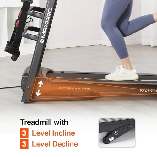 Image of Maxpro Manual Incline Treadmill for Home - Pace Pro PTM605M | 6-Level Incline | 5 HP Peak DC Motor | 14 km /h Speed | 110 kg User Weight | Foldable Walking & Running Machine, FitShow App