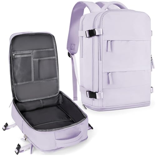 Mochila de viagem coowoz unissex, grande, mala de mão, mochila para trilha, Roxa, Large-L