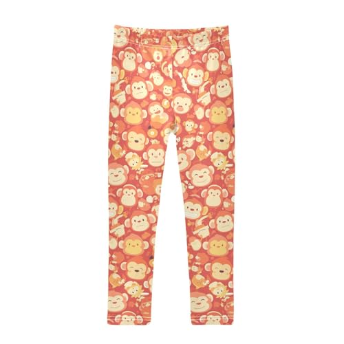KLL Monkey Red Toddler Girls Legging Stretch Full Length Pants Sports