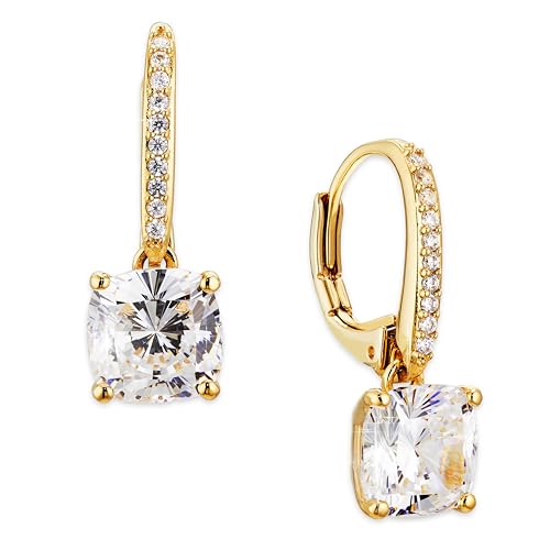 Nadri Leverback Earrings for Women - Exquisite Drop Earrings For Women, Large Cushion Cut Cubic Zirconia Womens Earrings