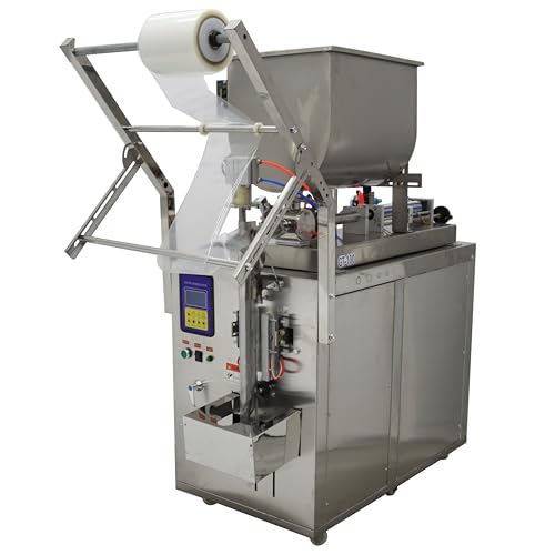 PreAsion Automatic Liquid Paste Filling Packaging Sealing Machine 10-100ml with Mix Hopper for Vinegar Sauce Salsa Sauce Stainless Steel Three Sides Sealing 3inch Wide