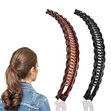 Banana Clip 2 Stk, Vintage Bananen Haarklammer, Bananenspange Haare für Damen Dicke Mittleres Lockiges Glattes Haar (Schwarz,Braun)