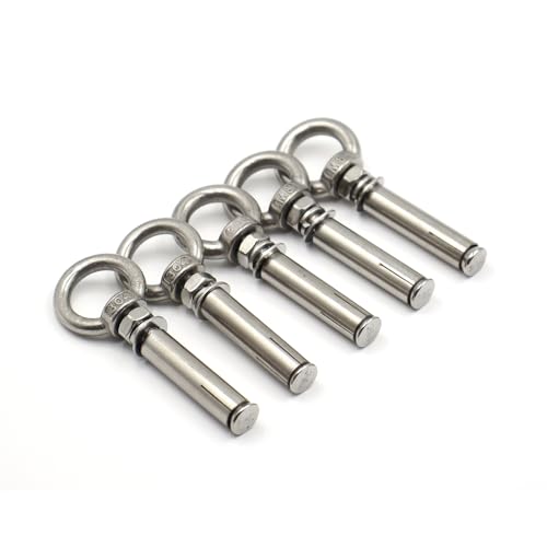 Image of 5 /16 inch x 4-3 /16 inch Expansion Eyebolt Screw Heavy Duty 304 Stainless Steel Shoulder Eye Bolts for Concrete Wall, Brick Anchor, Lifting Ring Fastener 5 Pack
