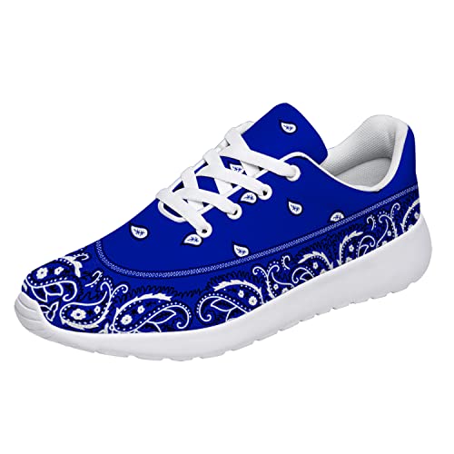 Paisley Mens Womens Tennis Walking Shoes Bandana Paisley Blue Running Shoes Gifts for Friends,US Size 12 Men3