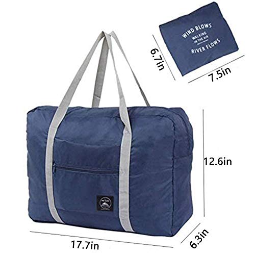 Foldable Travel Duffel Bag Luggage Sports Gym Water Resistant Nylon Multipurpose for Clothes Organizer (Blue)
