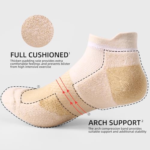 Image of FITRELL 5-6 Pairs Ankle Running Socks for Women Athletic Cushioned Low Cut Tab Sports Socks
