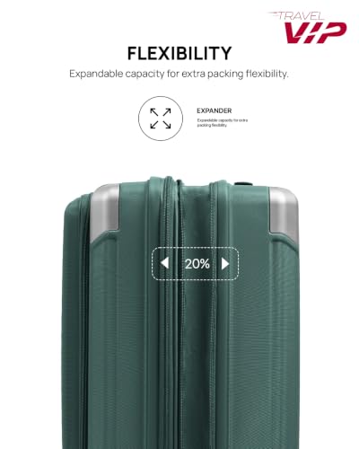 Image of VIP Shockedge Cabin Hard Case Trolley Bag with Laptop Compartment, Green