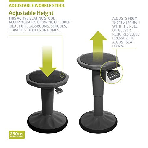 Pearington Sitfree Height Adjustable Wobble Stool, Active Flexible Seating Chair For Kids And Adults - School And Office, Black #TOP4