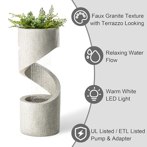Glitzhome Decorative Tiered Outdoor Water Fountain With Led Light thumb #2