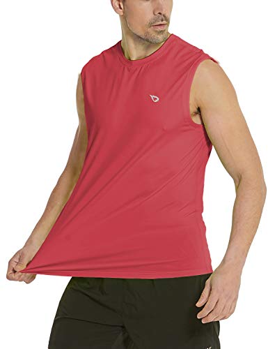 BALEAF Men's Sleeveless Tank Top Quick Dry Muscle t Shirts Gym Workout Bodybuilding Running Tech Tops Red S