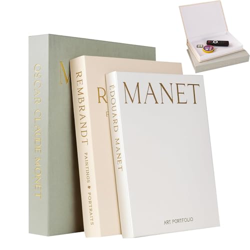 3 Pcs Faux Fashion Books for Home Decoration Modern Decor Fake Faux Books Storage Box for Bookshelf Living Room Decoration Neutral with Hidden Storage Elegant Table Decor Books