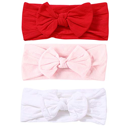 COUXILY bebé-niñas diademas de algodón suave arco anudada Hairband Headwrap Elastic Bow Turbante aros de pelo para niños bebés Set de regalo para niños (A01)