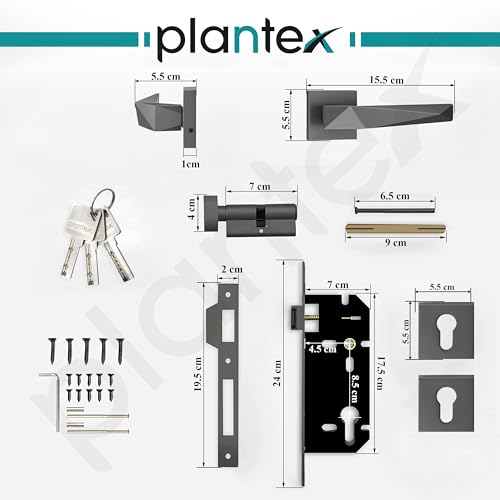 Image of Plantex Door Lock for Home /Main Door Lock Set with 3 Years Warranty /Mortise Lock with Brass Lock Body & Cylinder with 3 Brass Key - (7129, Grey)