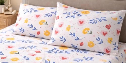 Image of Jashan Queen Size Bedsheet for Double Bed Queen Size-Cotton- with 2 Pillow Covers | Size - 90x90 inches (Multi-5)
