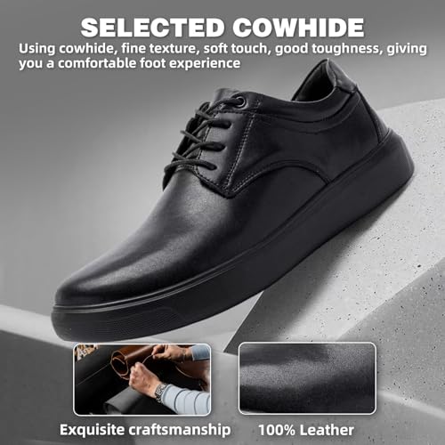 Image of OrthoComfoot Men's Orthopedic Business Leather Dress Shoes - Wide Arch Support Plantar Fasciitis Orthotics Oxford - Cap Toe Comfort Patent Tuxedo Sneakers for Foot and Heel Pain Relief